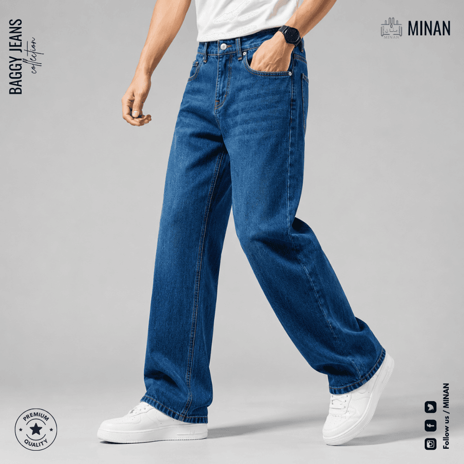 Classic Blue Baggy Denim Jeans
