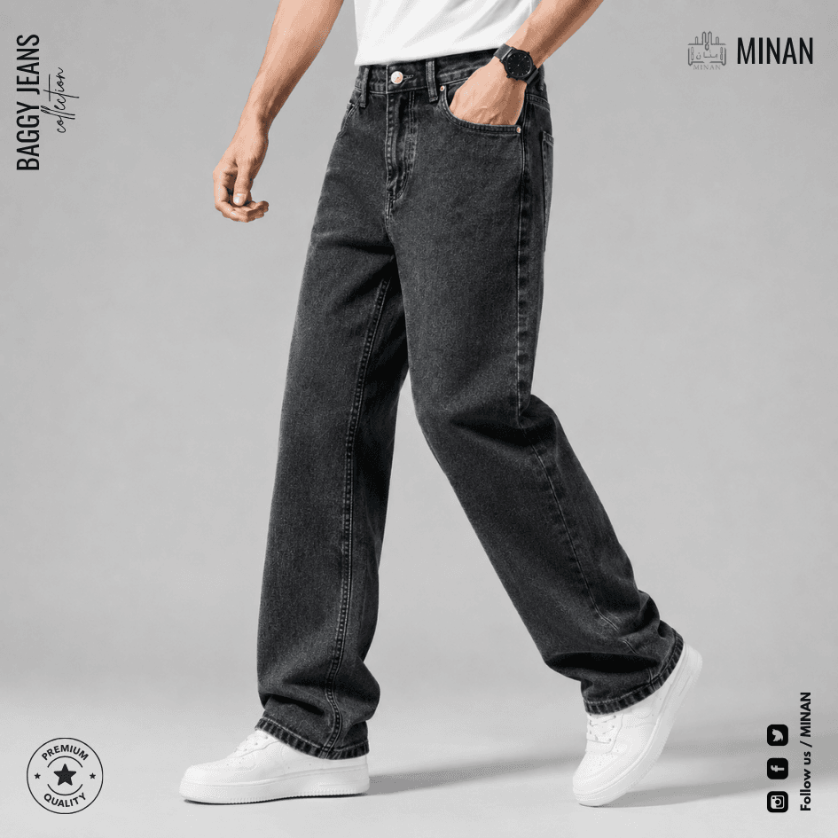 Smoke Grey Baggy Denim Jeans