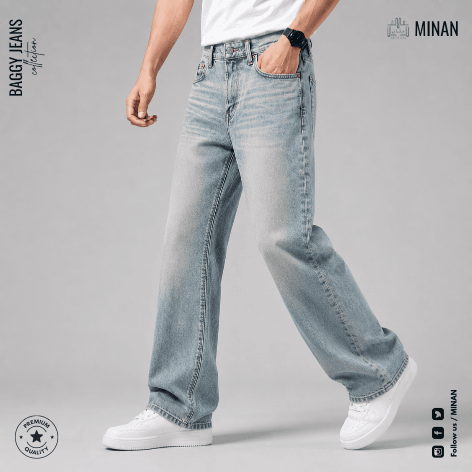 Vintage Ice Wash Baggy Denim Jeans