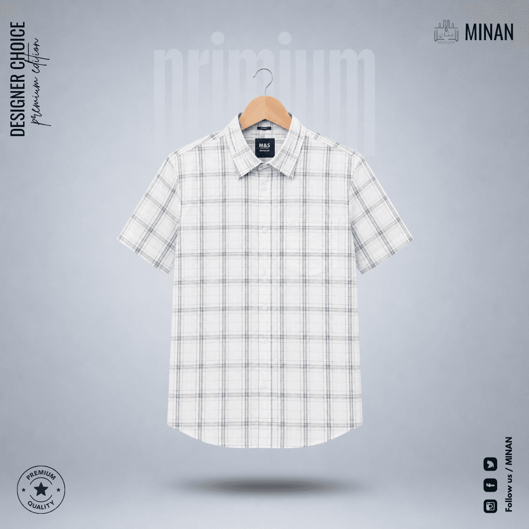 Frost White Windowpane Check – Half Sleeve Cotton Shirt