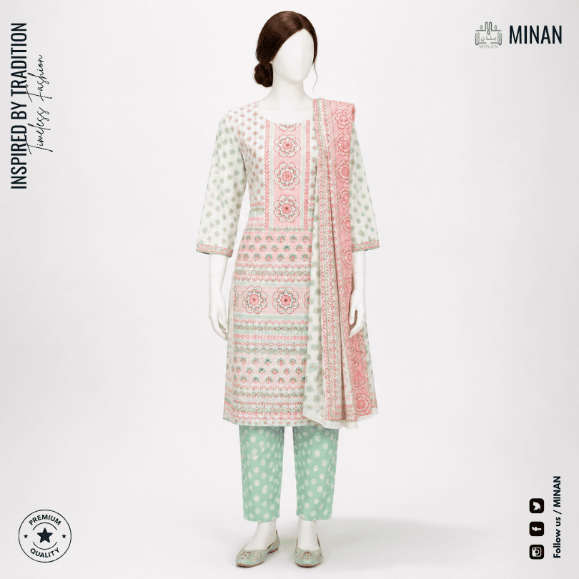 Rosa Bloom Printed 3-Piece Kurti Set