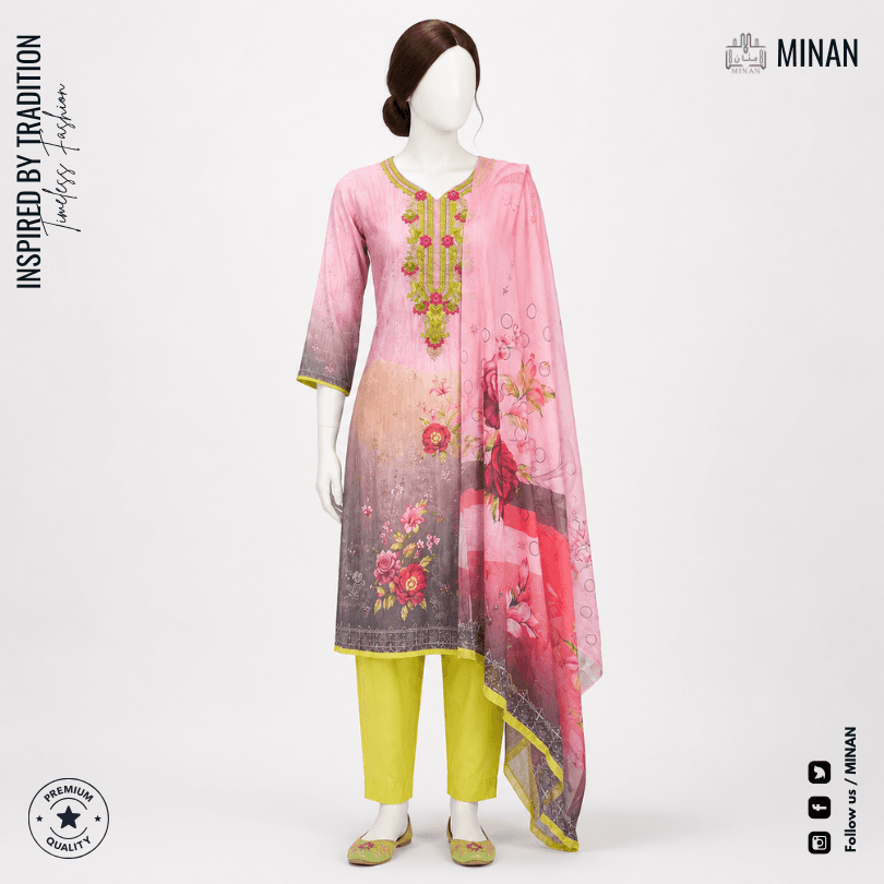 Blush Garden Ombre 3-Piece Kurti Set