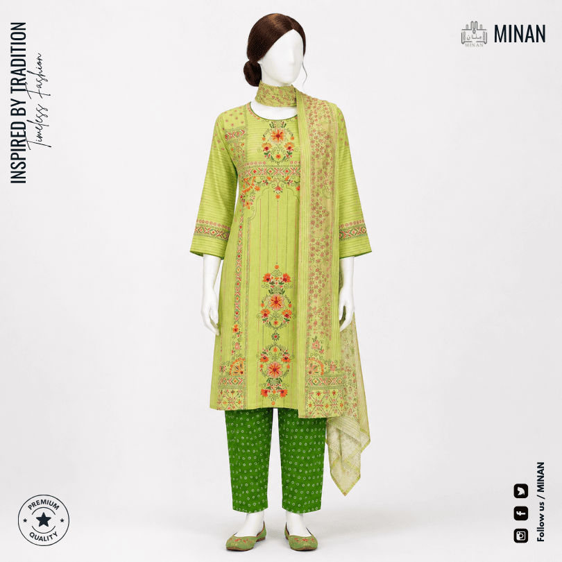 Citrus Bloom Printed 3-Piece Kurti Set