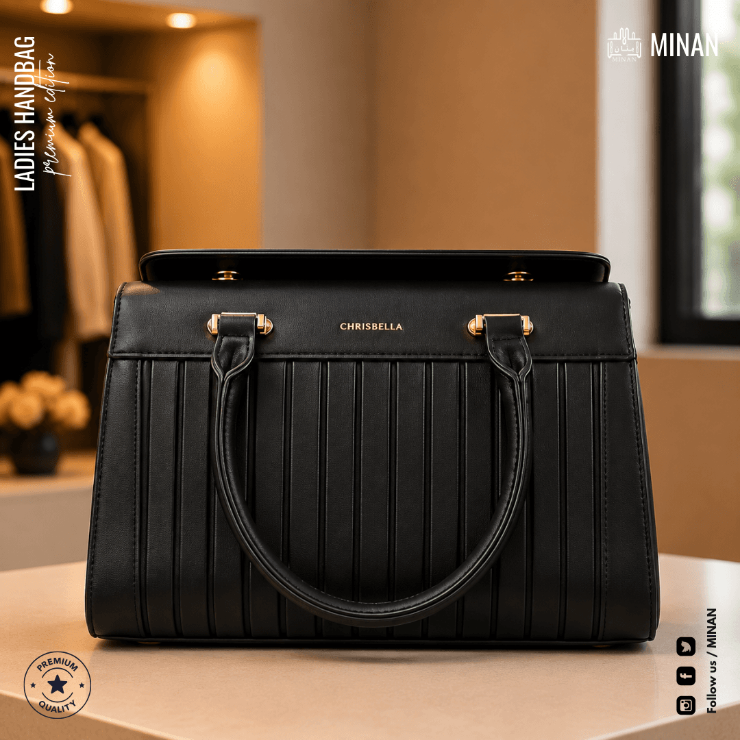 Noir Pleated Structured Handbag