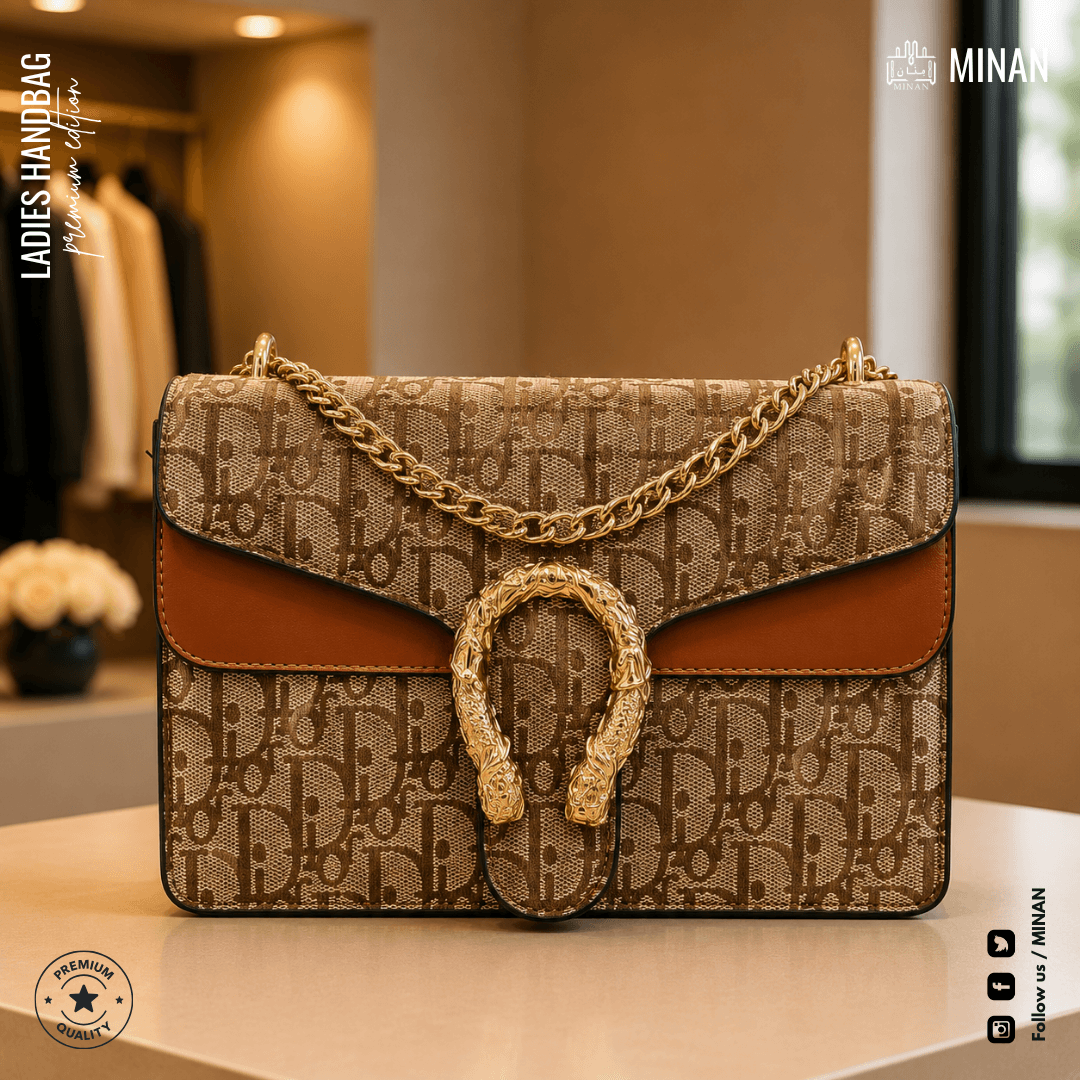 Textured Jacquard Buckle Flap Bag