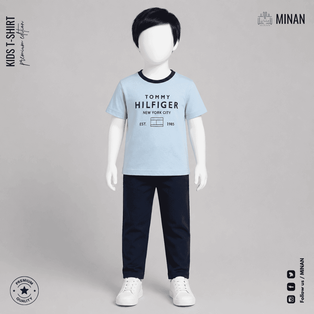 Classic Sky Blue Ringer Kids T-Shirt