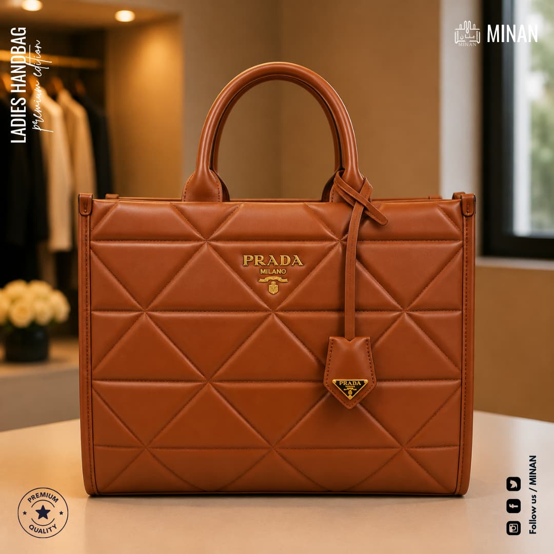 Crimson Geo-Quilted Structured Tote