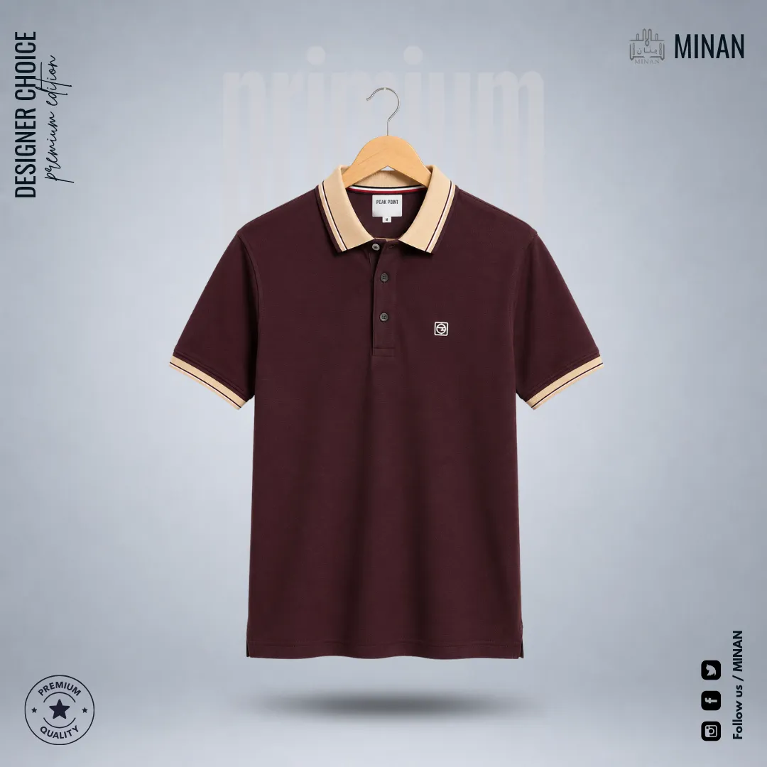 Wine Cream-Tipped Polo Shirt