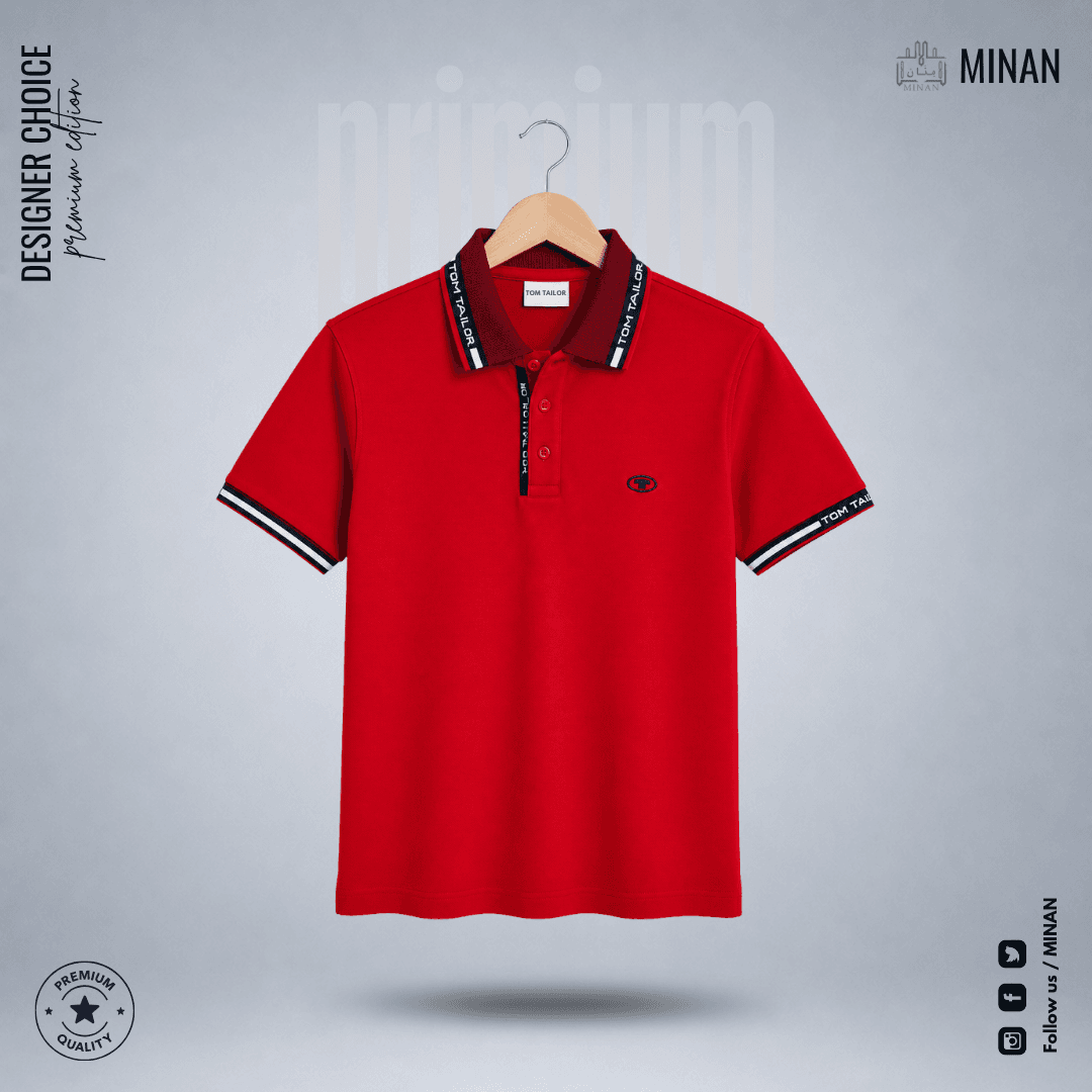 Crimson Edge Ribbed Polo Shirt
