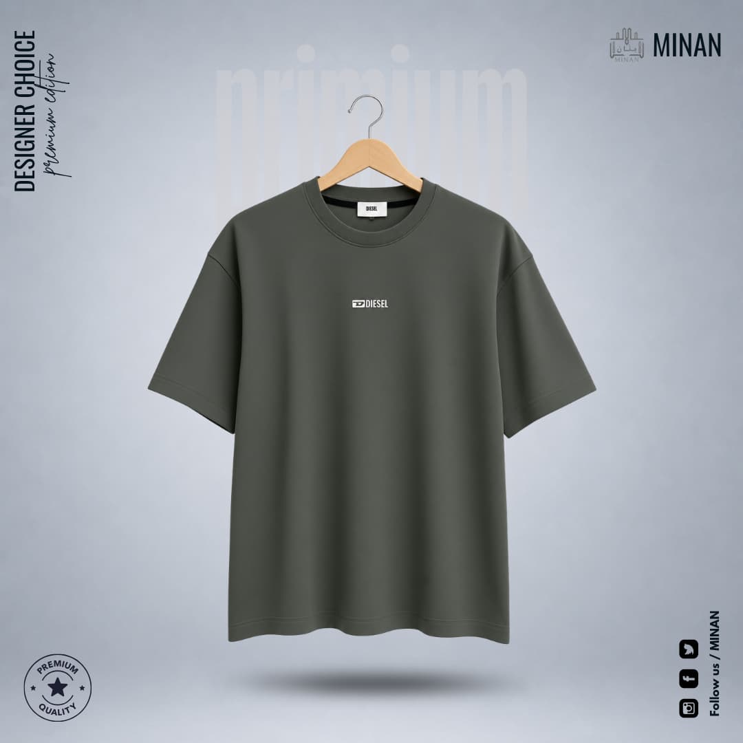 Olive Grey Oversized Essential Tee